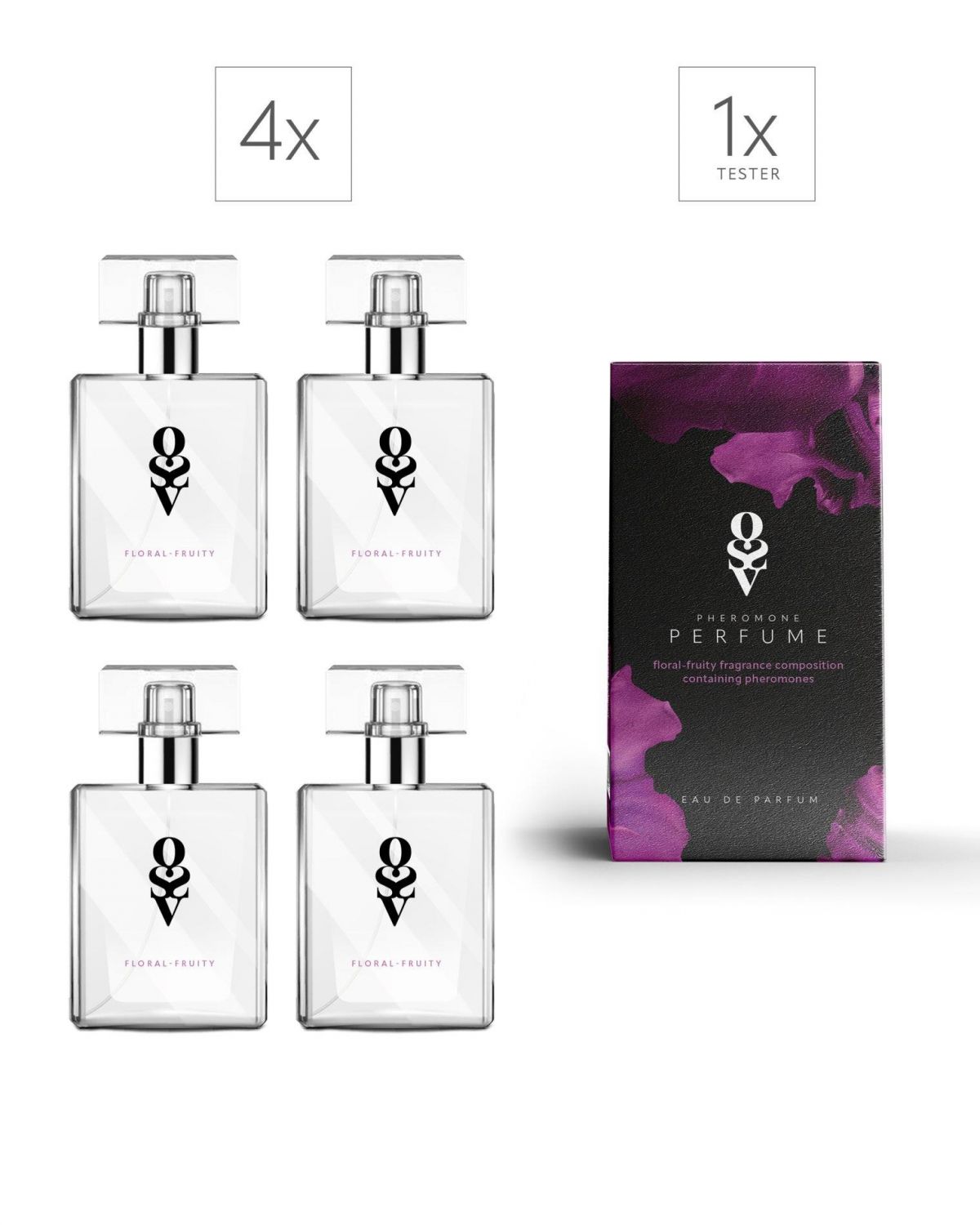 Testerikomplekt + 4 Floral-fruity parfüümi 30 ml
