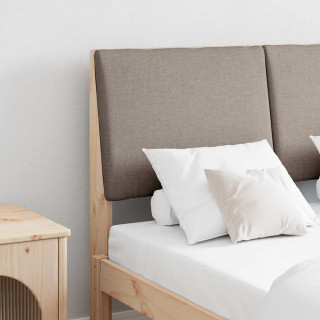 Polsterdatud voodiots Pruunikashall 135 cm Tahke mänd