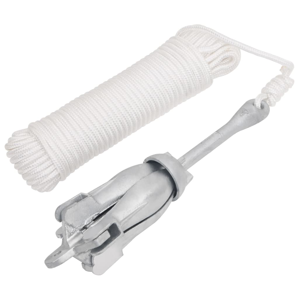 kokkupandav ankur koos köiega hõbedane 8 kg kuumtsingitud malm