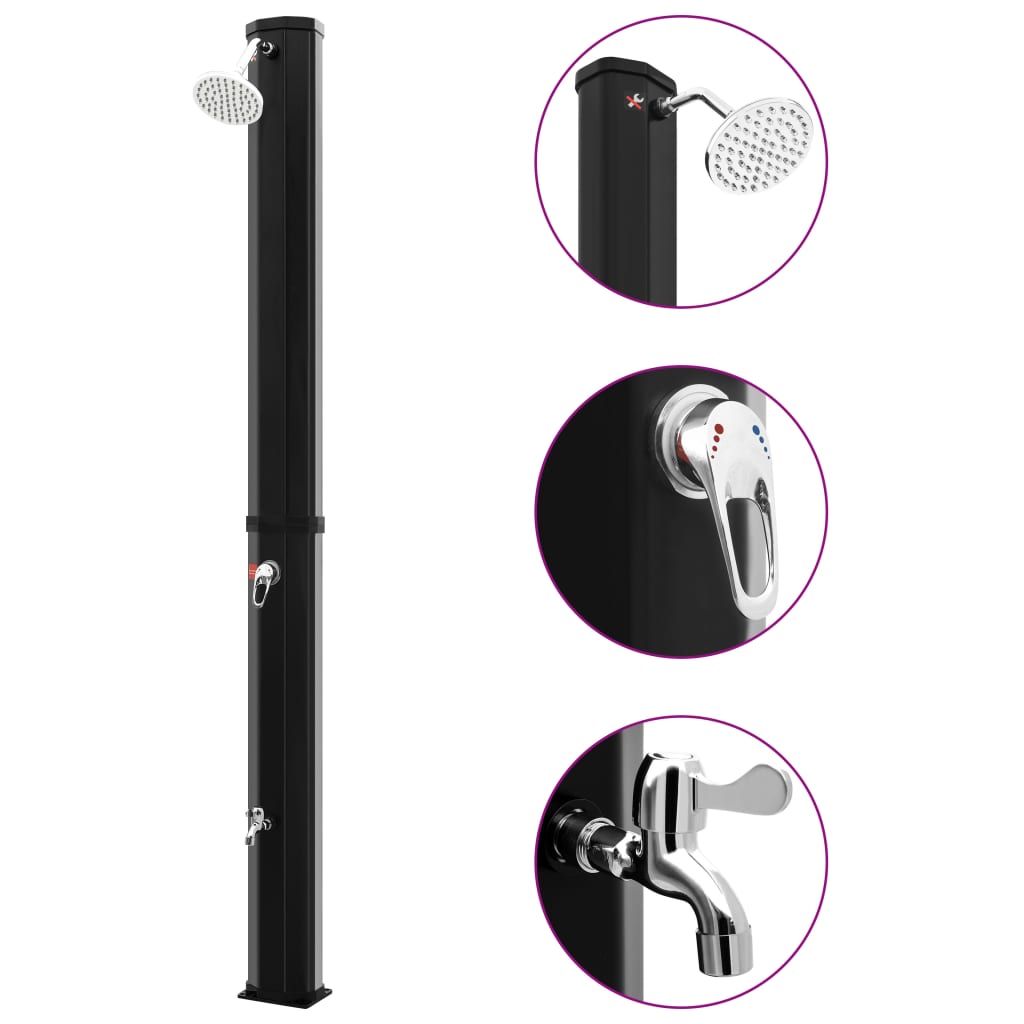 päikesepatareidega välidušš dušiotsaku ja kraaniga, 35 l, must