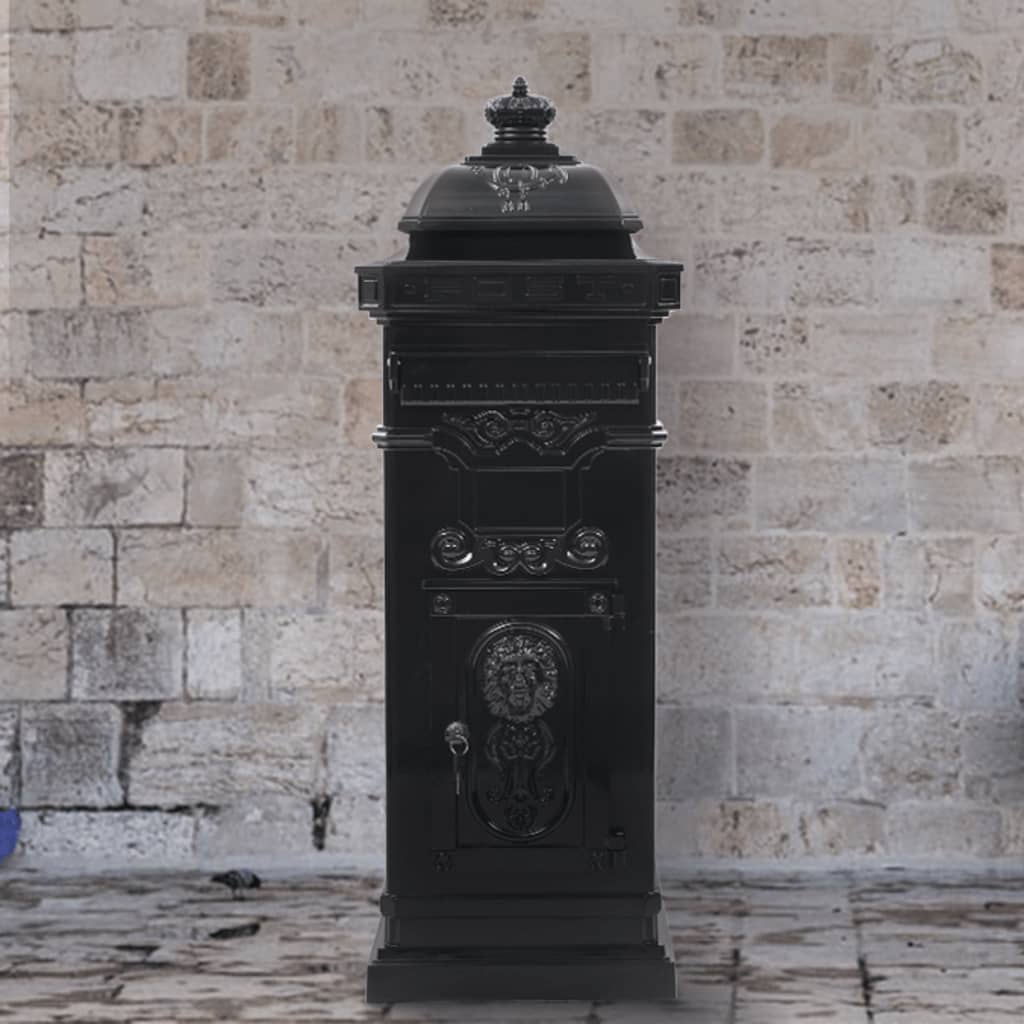 sambakujuline vanaaegne postkast, roostekindel, must