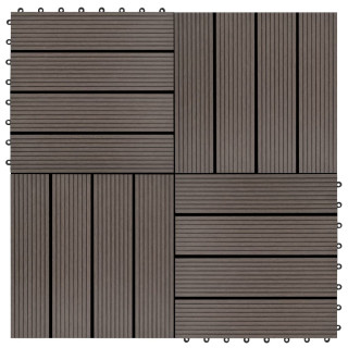 terrassiplaadid, 11 tk, WPC, 30 x 30 cm, 1 m², tumepruun