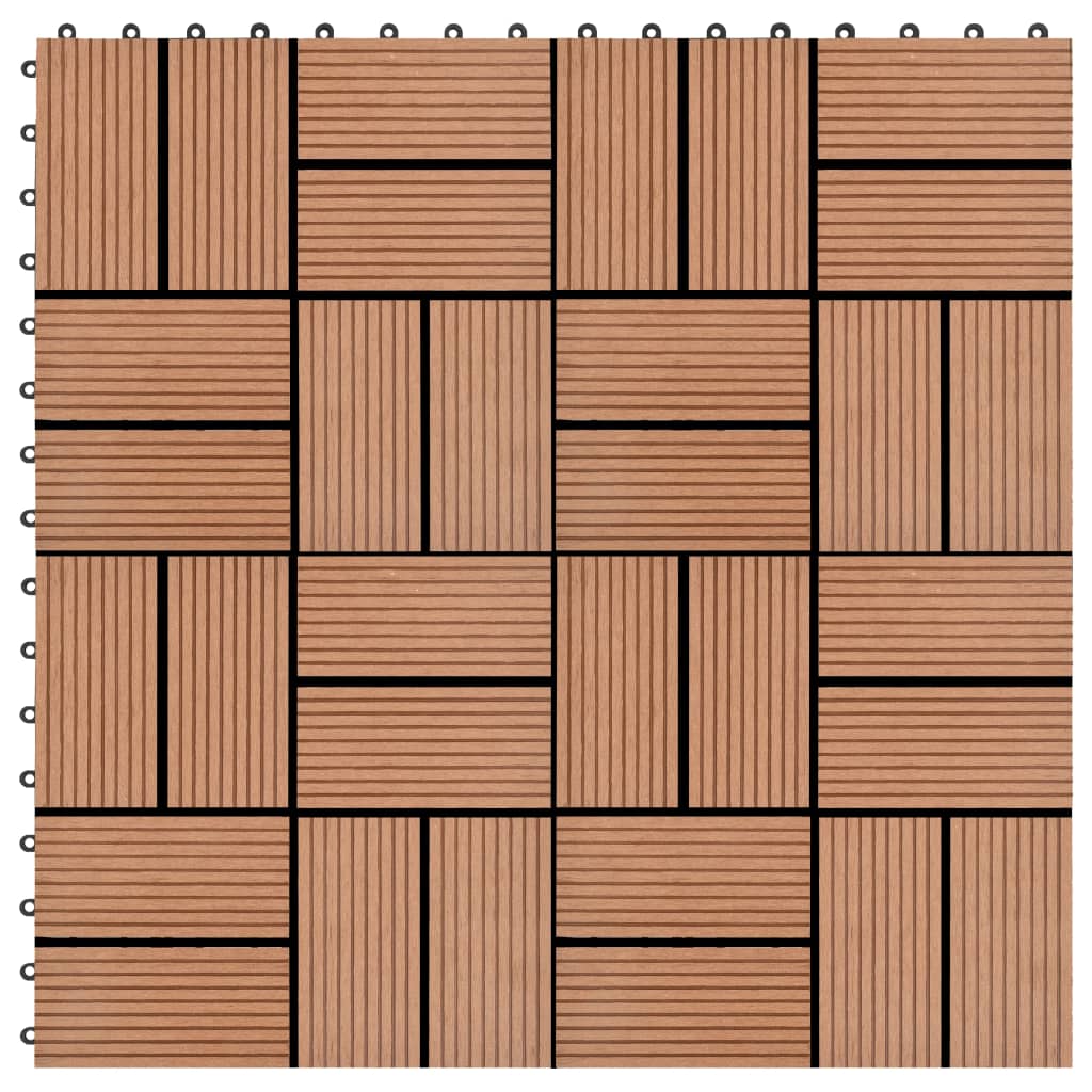 terrassiplaadid, 11 tk, WPC, 30 x 30 cm, 1 m², pruun