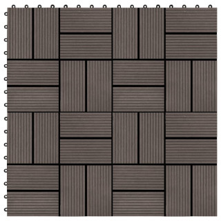 terrassiplaadid, 11 tk, WPC, 30 x 30 cm, 1 m², tumepruun