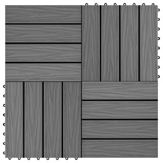 11 tk terrassiplaadid, kõrgreljeefne, WPC, 30x30 cm, 1 m², hall