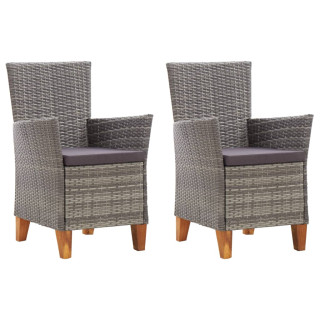 Комплект садовых кресел из полиротанга с подушками, 2 шт, серый