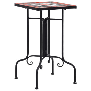 Приставной столик с мозаичной плиткой, терракотовый и белый, керамический