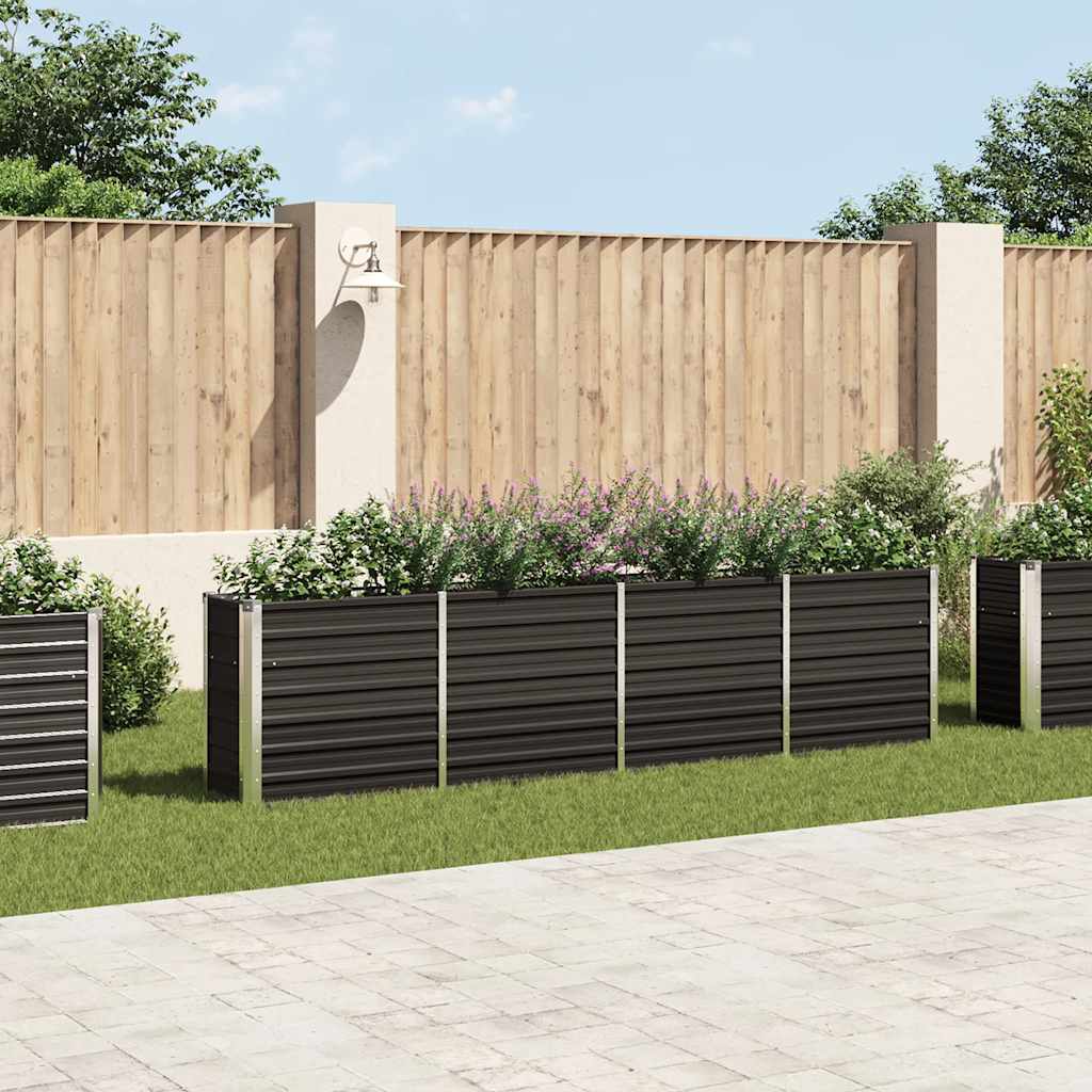 Высокая грядка 320 x 40 x 77 см, оцинкованная сталь, антрацит