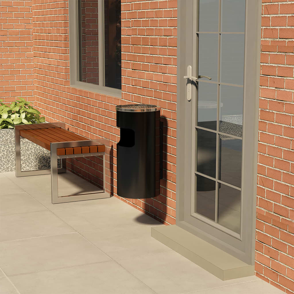 Настенная пепельница, сталь, 26 л, черная