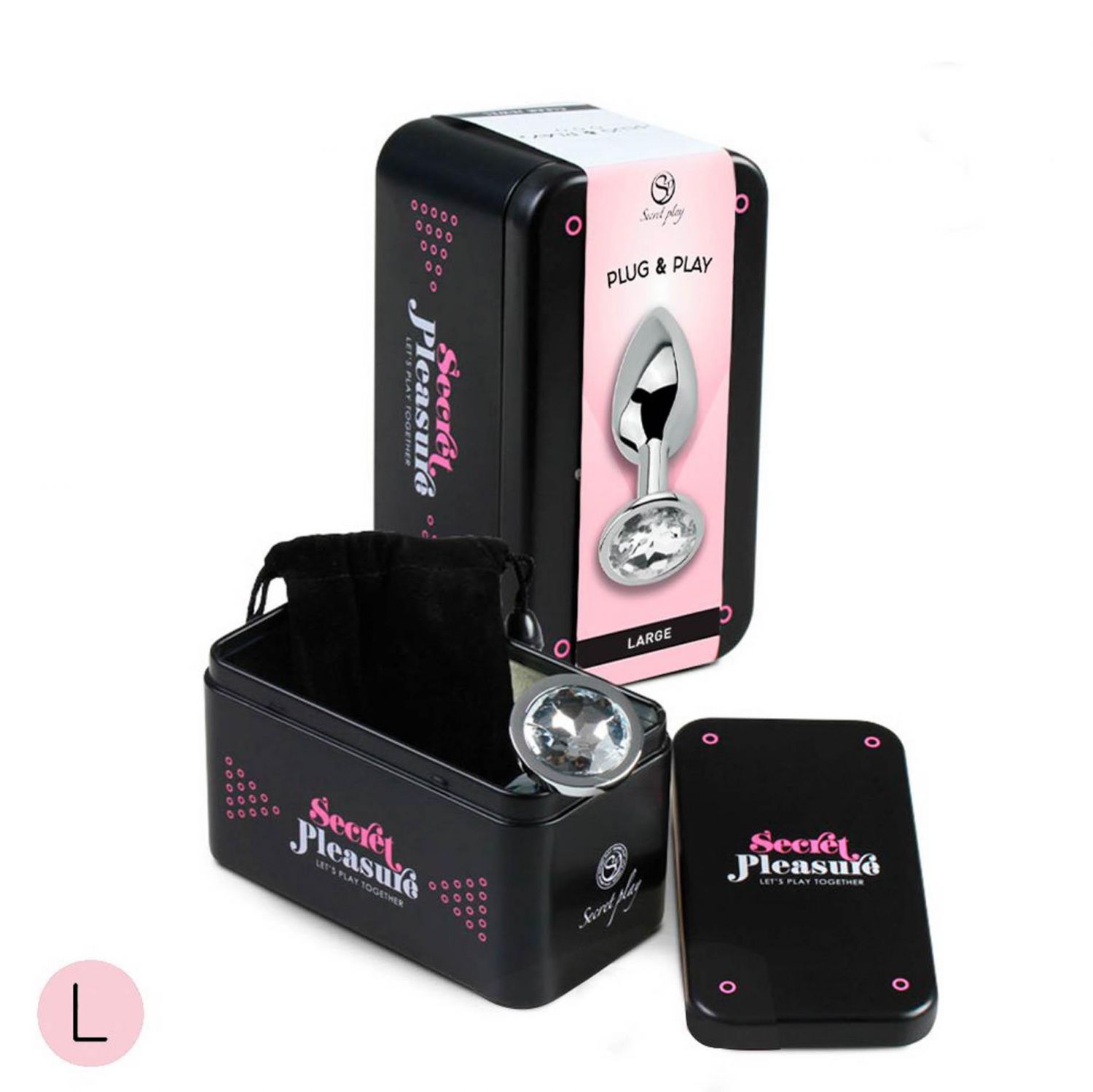 Металлическая анальная пробка с кристаллом Clear Crystal, размер L