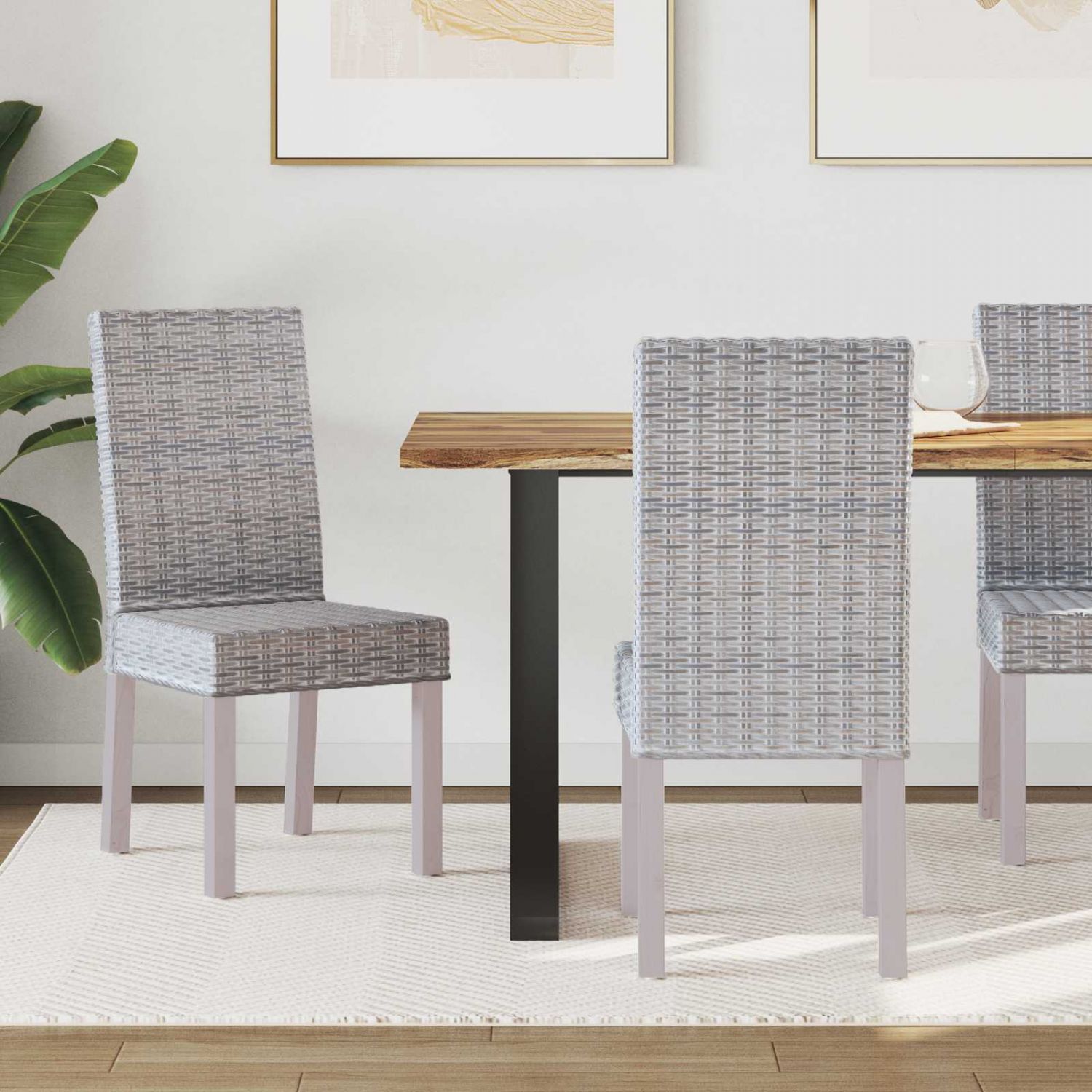 Söögitool 2 pcs Valge pesu 45 x 54 x 93 cm Tugev Mahagoni Puit