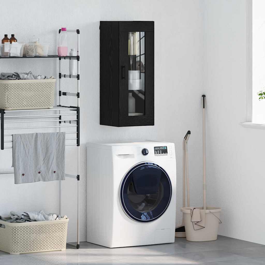 Seinakapp Must tamm 34,5 x 34 x 90 cm Kunstlik puit ja klaas