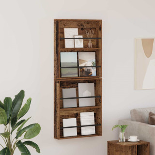 Ajakirja riiul 2 pcs Vana puit 60 x 12 x 70 cm Tehispuit