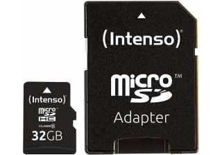 Карта памяти Micro SDHC 32GB C10 с адаптером Intenso