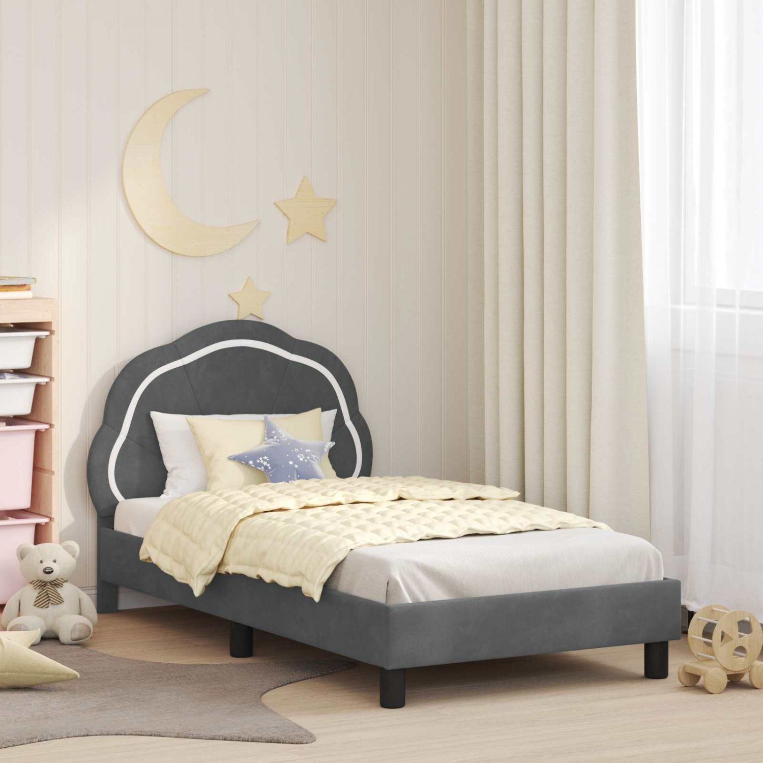 Laste voodiraam peatoega peaga Tumehall 80 x 160 cm Samet