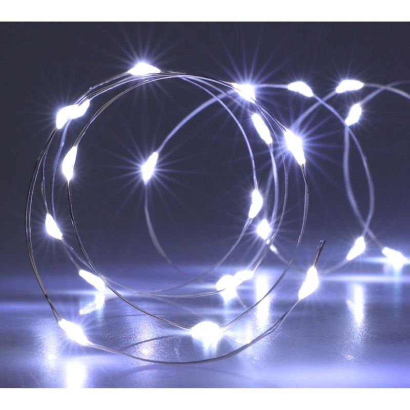 BATTERY-OPERATED WIRE LAMPS GARLAND 40 LED COOL WHITE