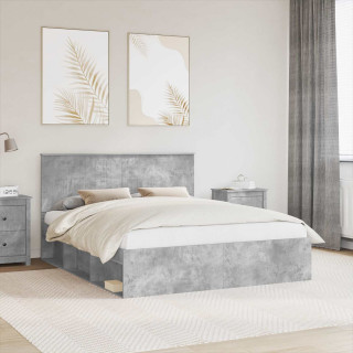 Voodi raam peaga Betoon 160 x 200 cm Tahke mänd