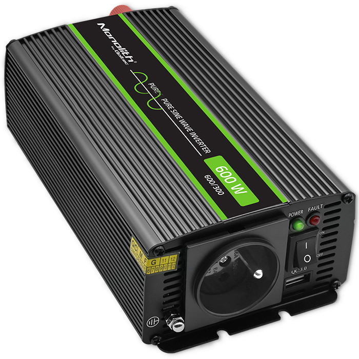 Qoltec Monolith voltage converter 1200 MS Wave |12V to 230V | 600/1200W | USB