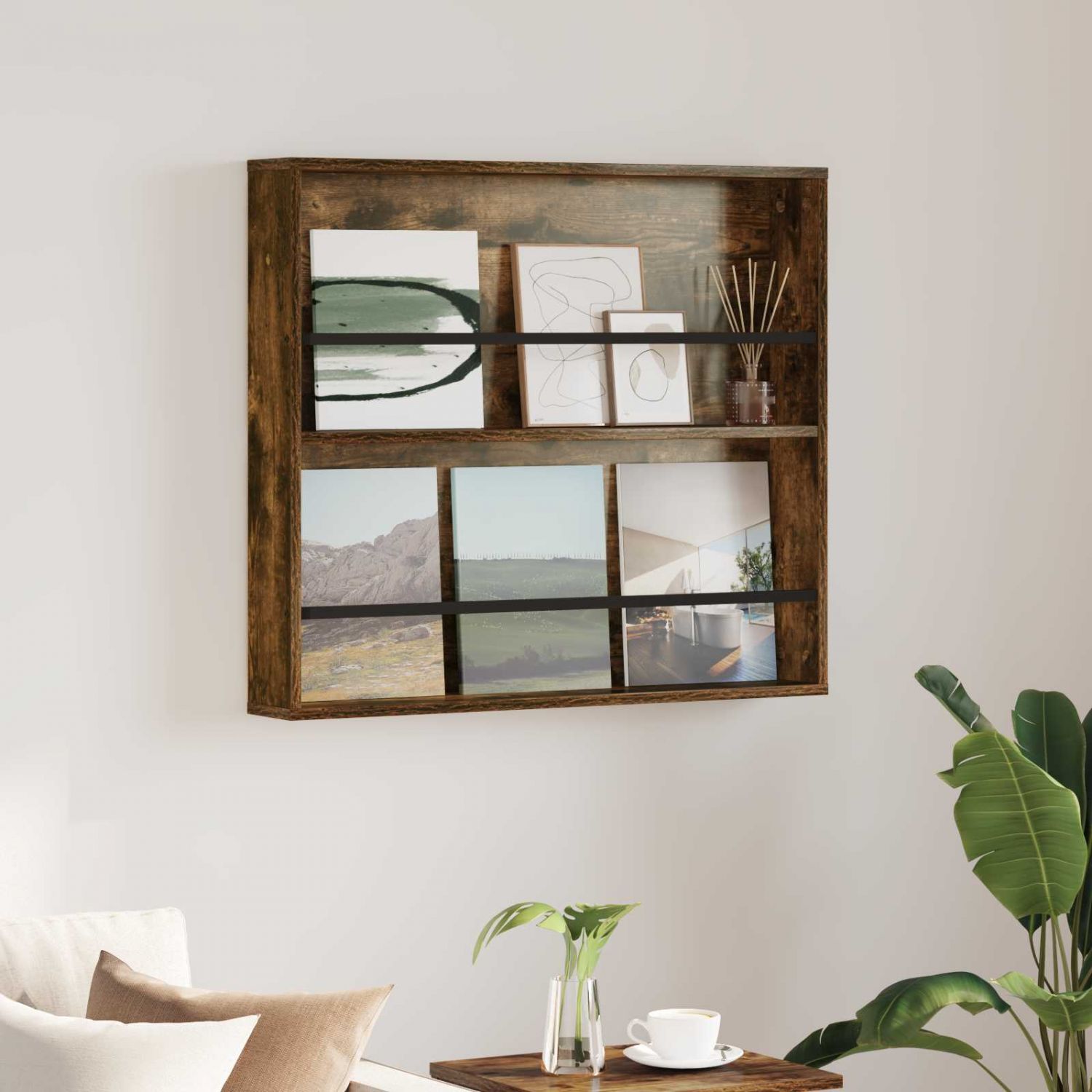 Ajakirja riiul Suitsetatud tamm 80 x 12 x 70 cm Tehispuit