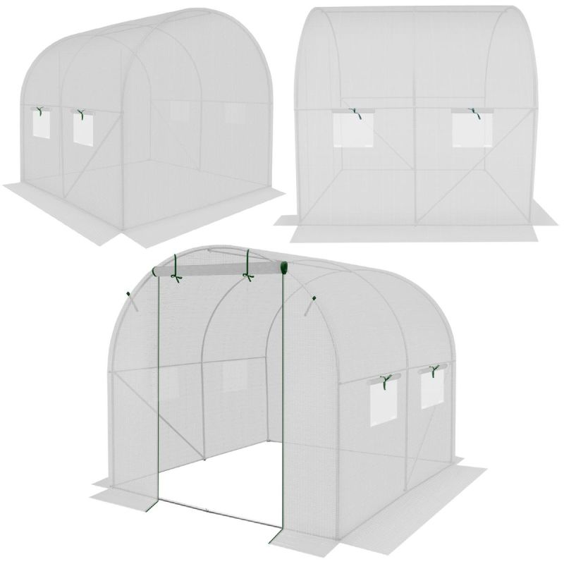 GREENHOUSE GARDEN TUNNEL 200x200x200CM PE STRUCTURE WHITE STEEL