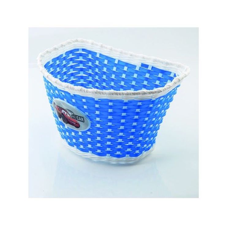 Bicycle basket - plastic front blue cars