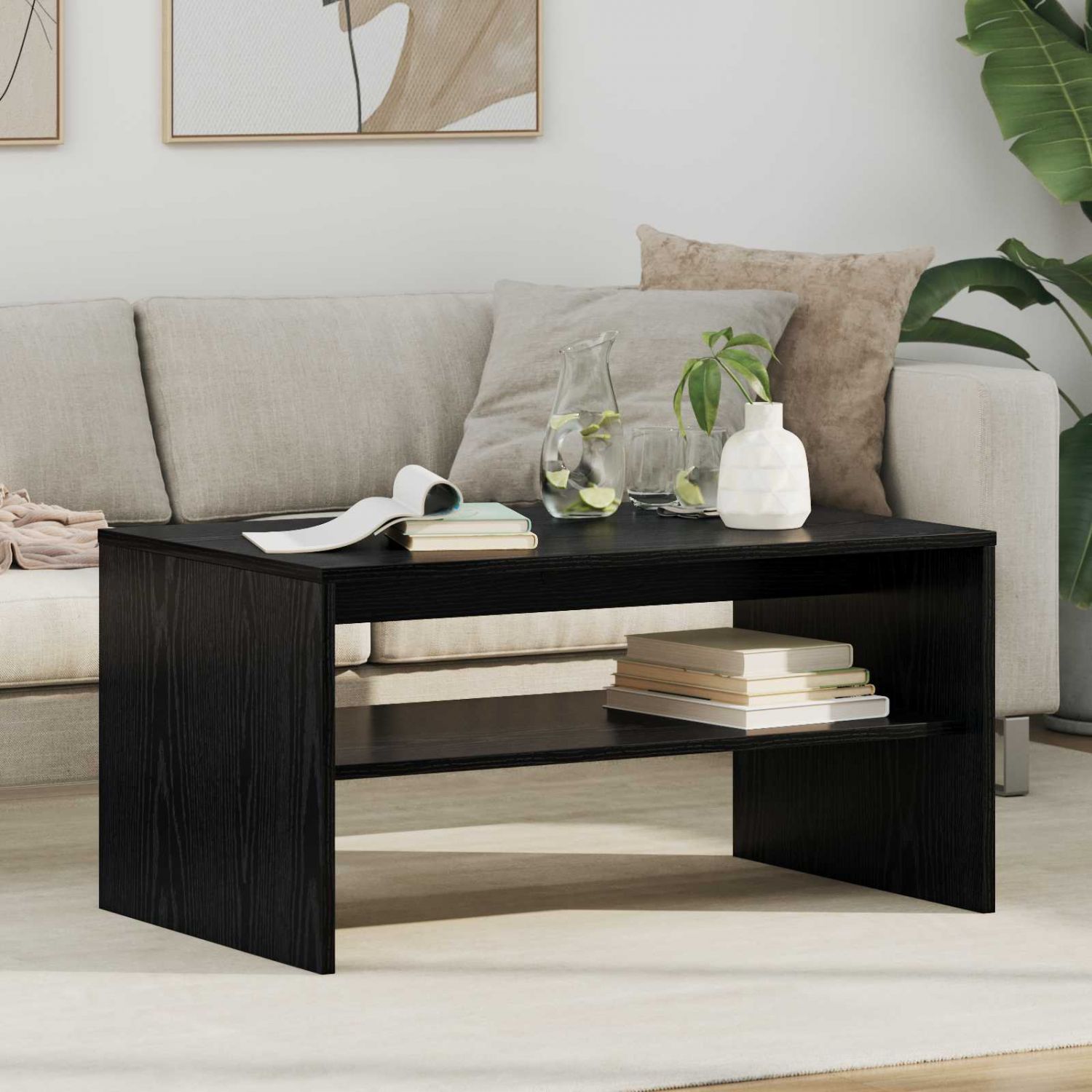 Kohvilaud Must tamm 80 x 50 x 40 cm Tehispuit