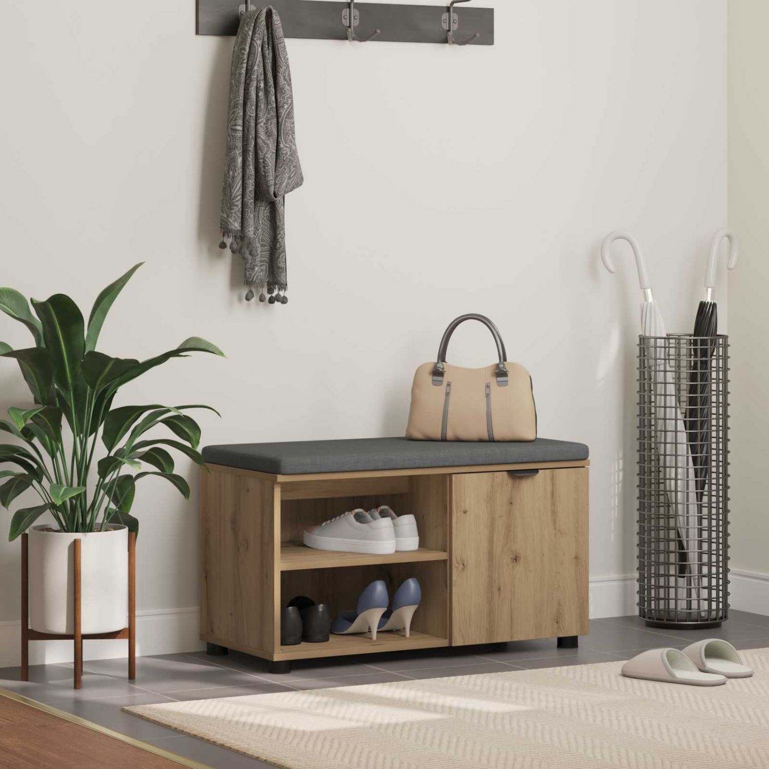 Hallipink padjaga Üksvärviline Käsitööpuu 80 x 38 x 46 cm