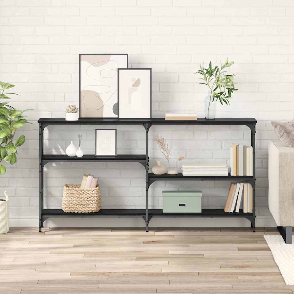 Konsoollaud riiuliga Must tamm 150 x 29 x 76.5 cm Tehispuit