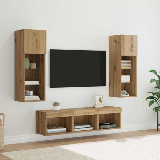 TV Seinaüksused 5 pcs Must tamm 60 x 30 x 30 cm Tehispuit