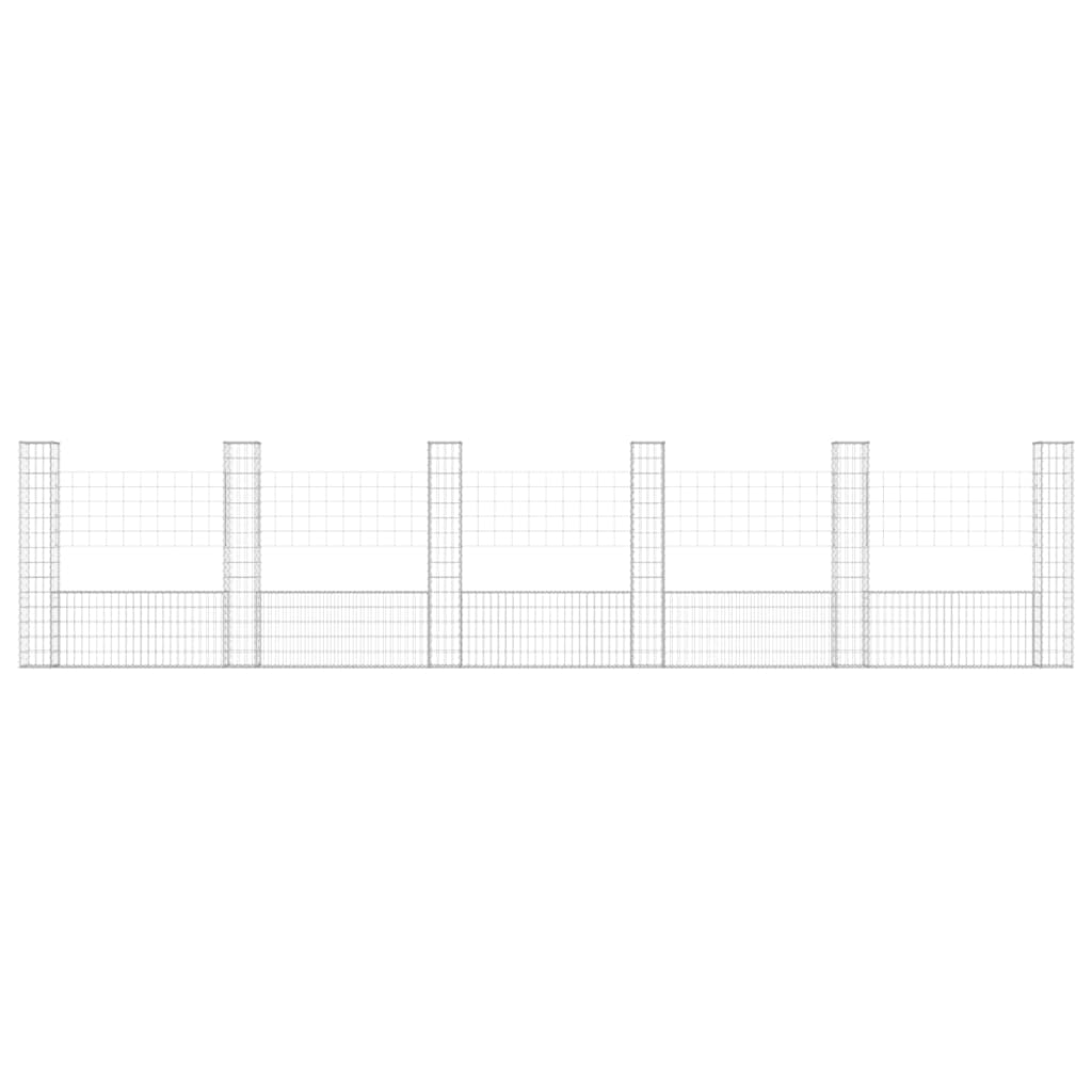 U-kujuline gabioonkorv 6 postiga, raud, 620x20x150 cm