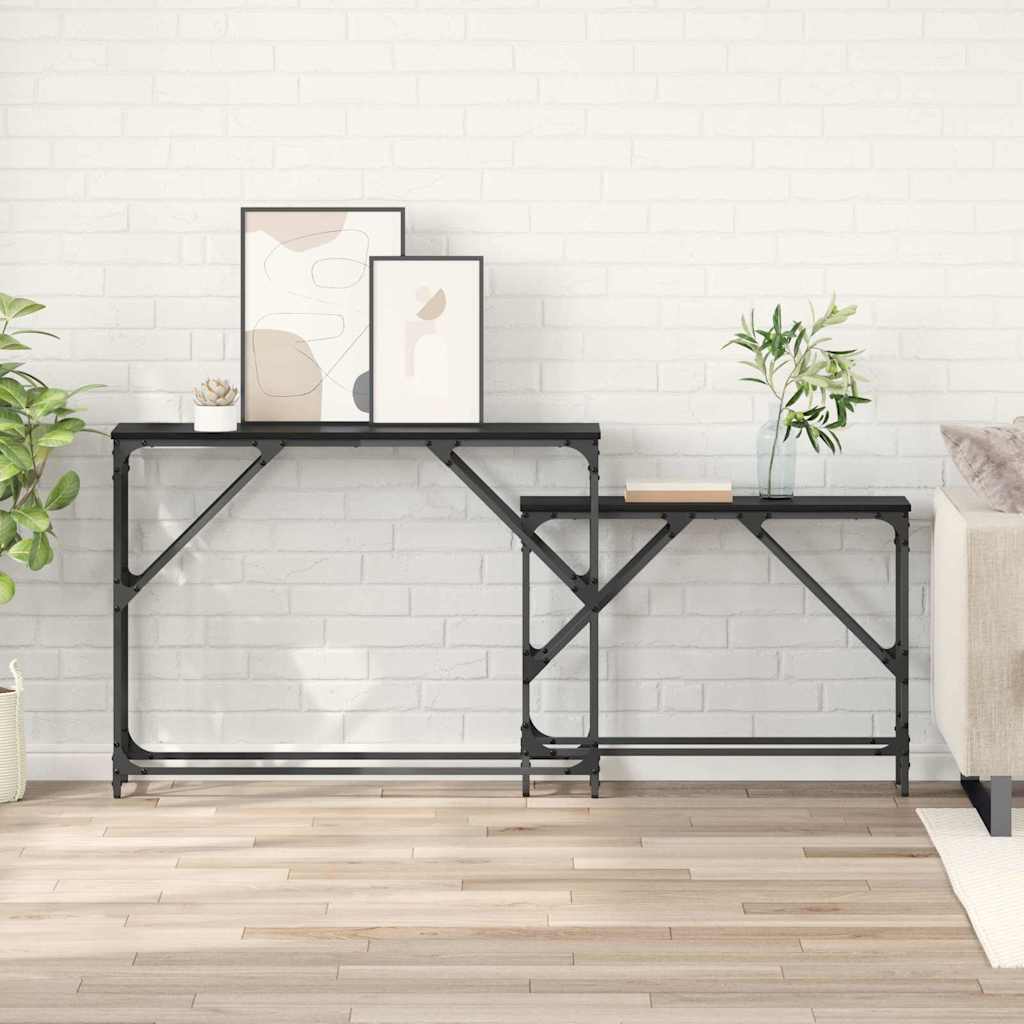 Konsoollaud 2 pcs Must tamm 100 x 28 x 75 cm Tehispuit