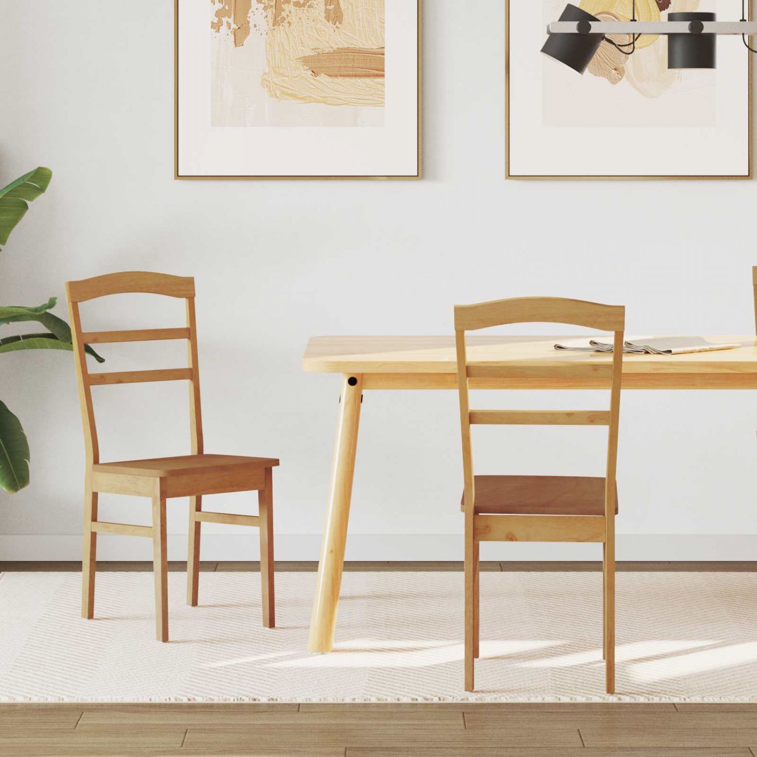 Söögitool 2 pcs Neutraalne Paks Kautsukipuit