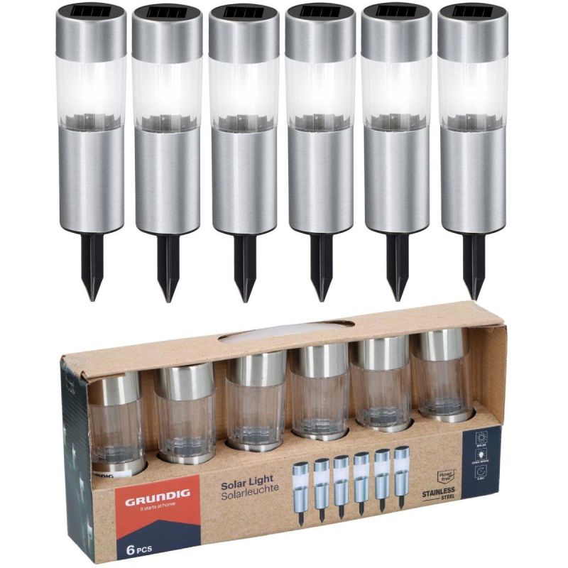 SOLAR LAMP 4.5X15CM INOX 6PCS GRUNDIG