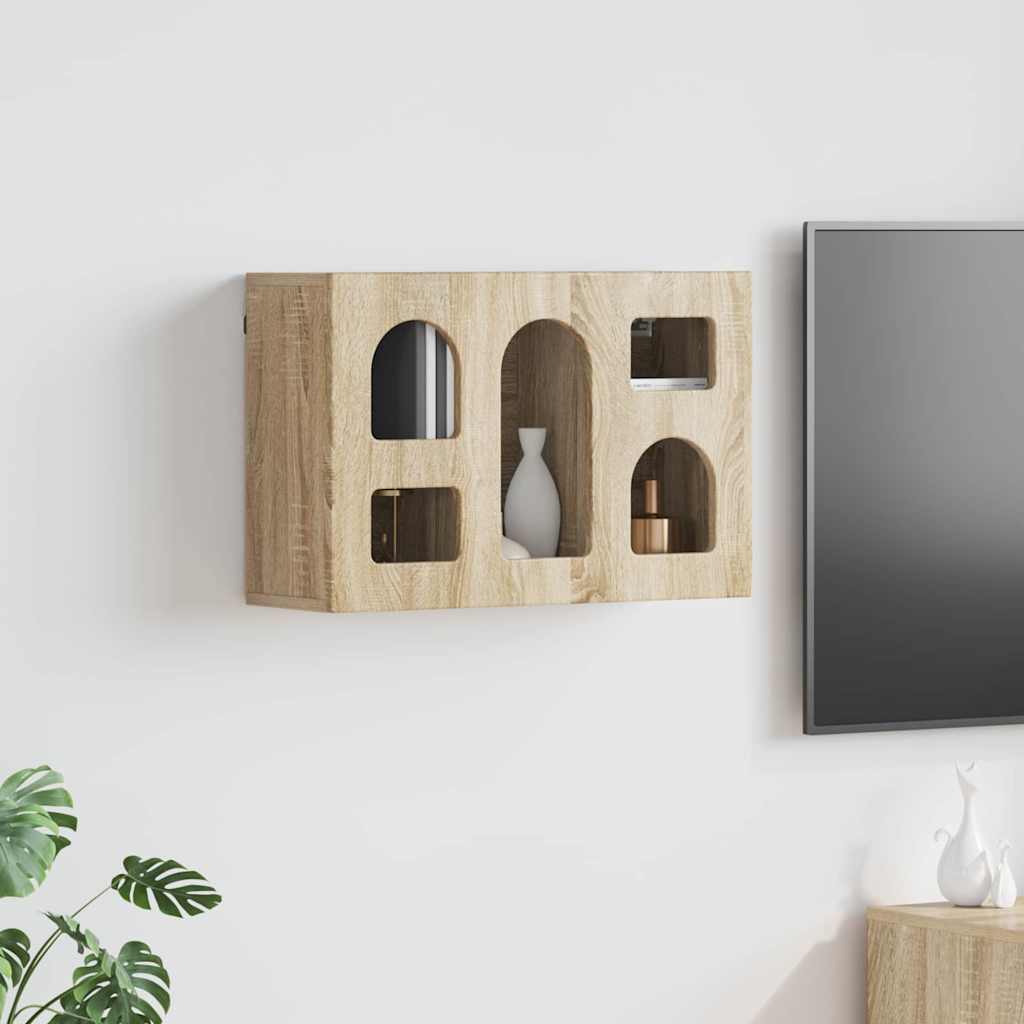Seinakapp riiuliga Sonoma tamm 60 x 20 x 40 cm Tehispuit
