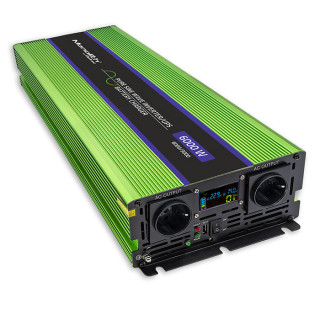 Qoltec Pure Sine Wave Inverter Monolith | battery charger | UPS | 3000W | 6000W | 12V to 230V | LCD