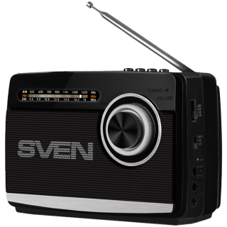 Портативная колонка SVEN SRP-535, черная (3W, FM/AM/SW, USB, microSD, фонарик, аккумулятор)