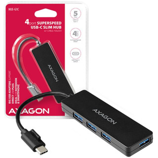 AXAGON HUE-G1C: Компактный USB 3.1 Gen1 хаб с 4 портами и кабелем Type-C (14 см)