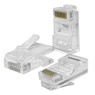 Qoltec RJ45 Through connector plug | CAT6 | UTP | Pass Through | Gold plated contacts | 10 pieces