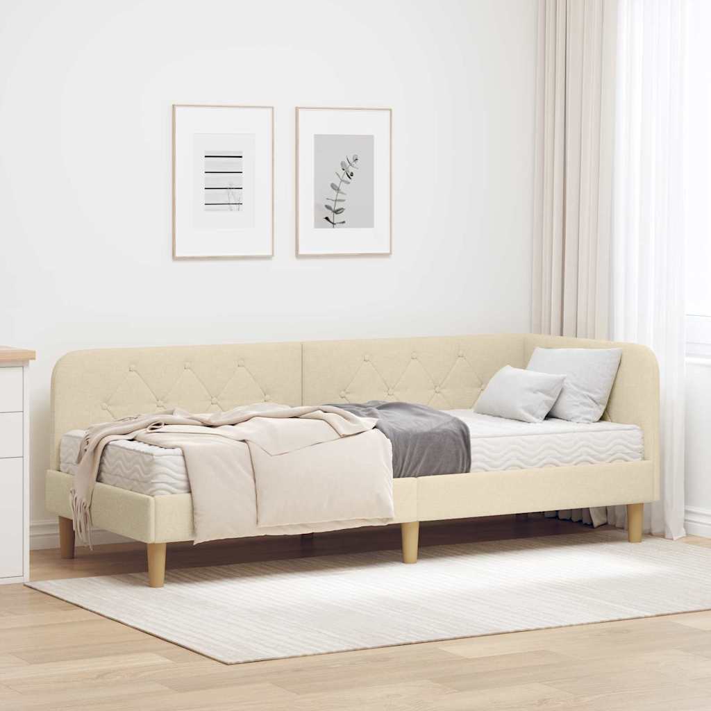 Nurgavoodi raam madratsiga peaga cream 80 x 200 cm kangas