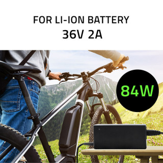 Qoltec Charger for e-bike, electric scooter 36V | 42V | 2A | 5.5*2.5 | +power cable