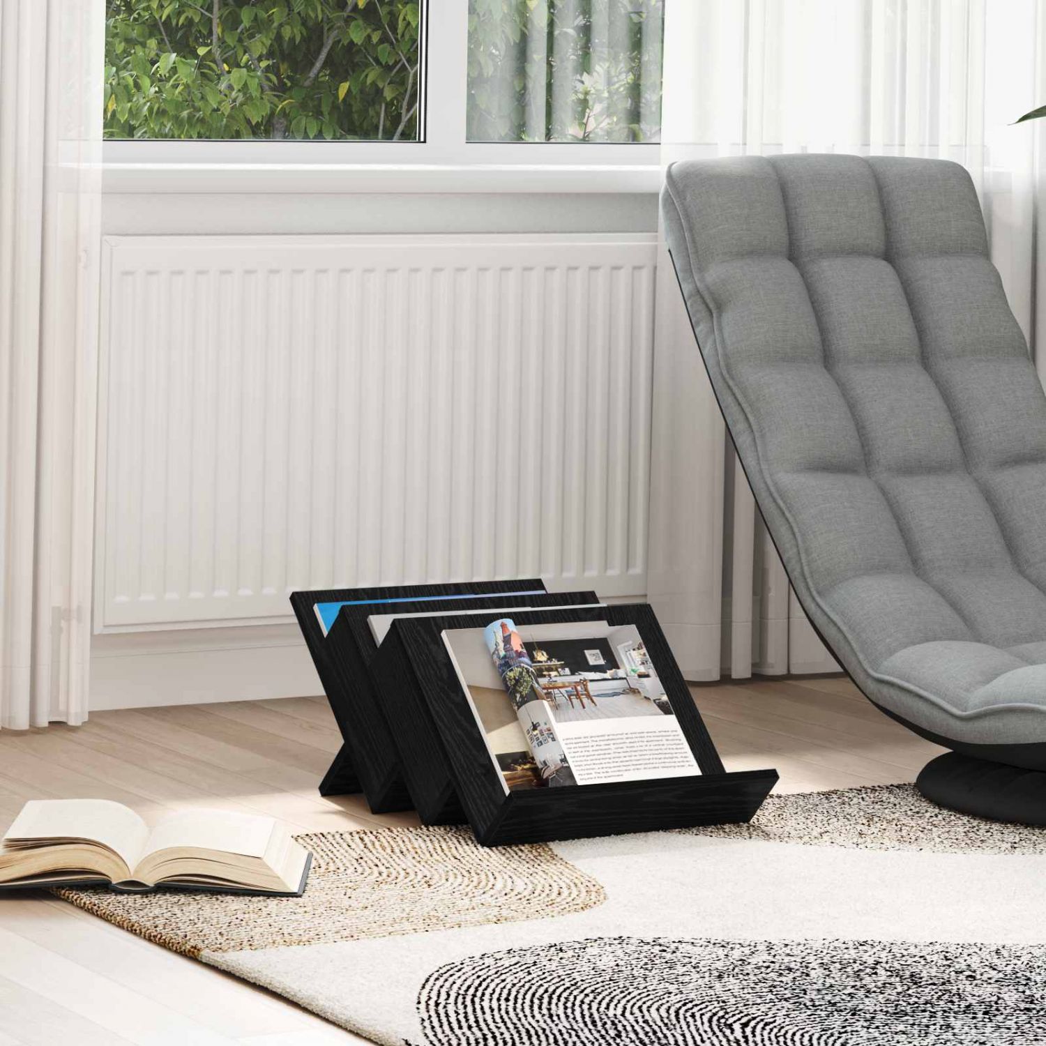 Kõrvalkapp riiuliga Must tamm 57,5 x 40 x 42 cm Tehispuit