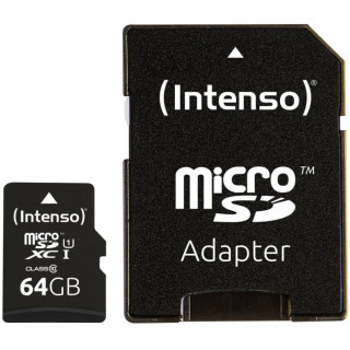 Карта памяти Micro SDXC 64GB C10 с адаптером INTENSO