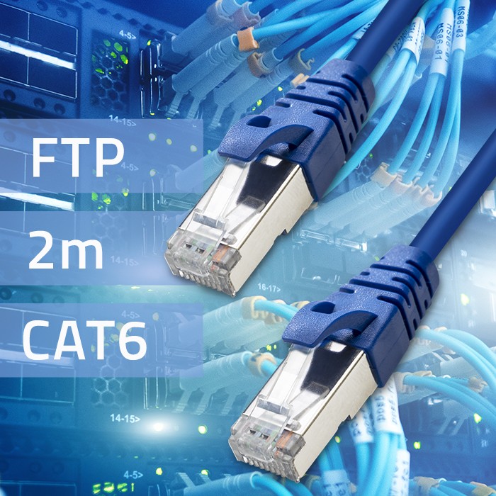 Qoltec Cable Patchcord FTP | CAT6 | 2 x RJ-45 | 2m | High speed | Gold | Shielded