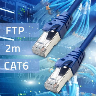 Сетевой кабель Qoltec Patchcord FTP | CAT6 | 2 x RJ-45 | 2м | Высокоскоростной | Позолоченный | Экранированный