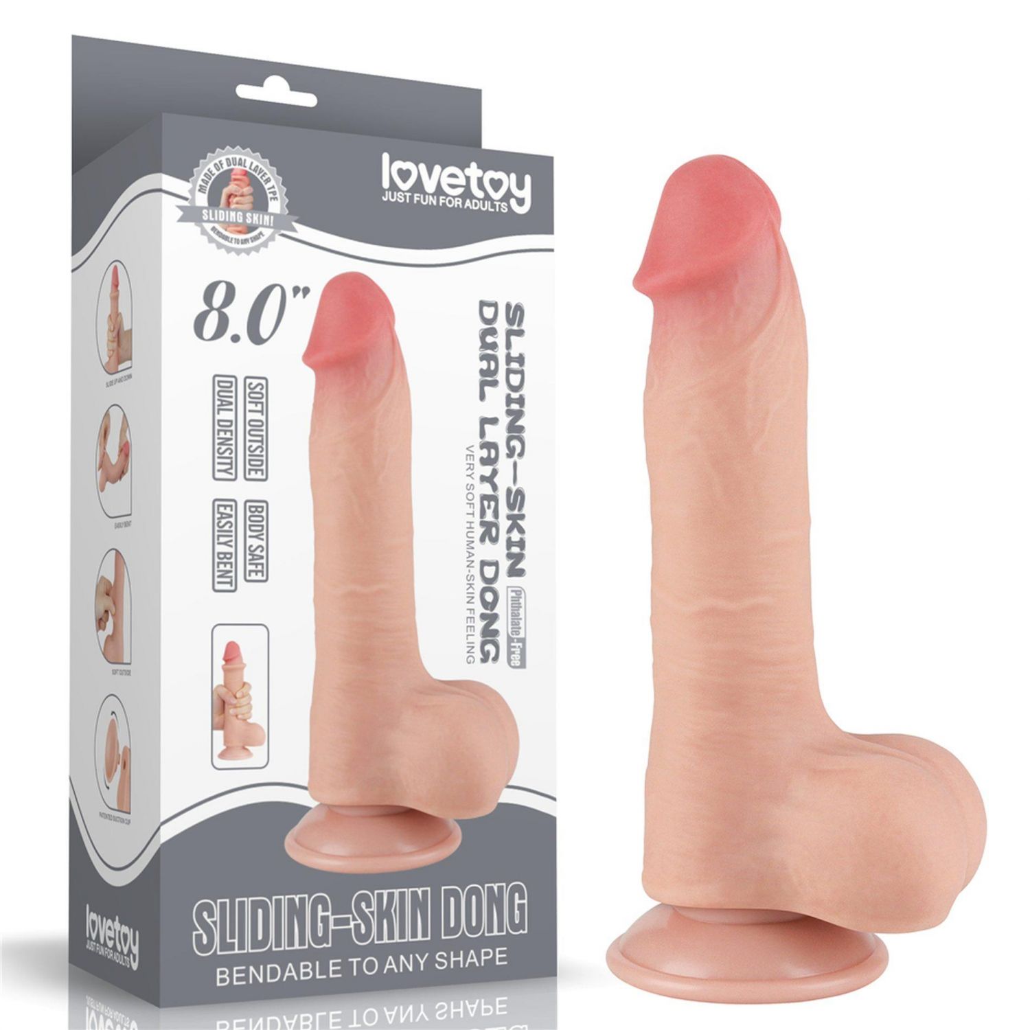 8-tolline libiseva nahaga kahekihiline dildo Flesh