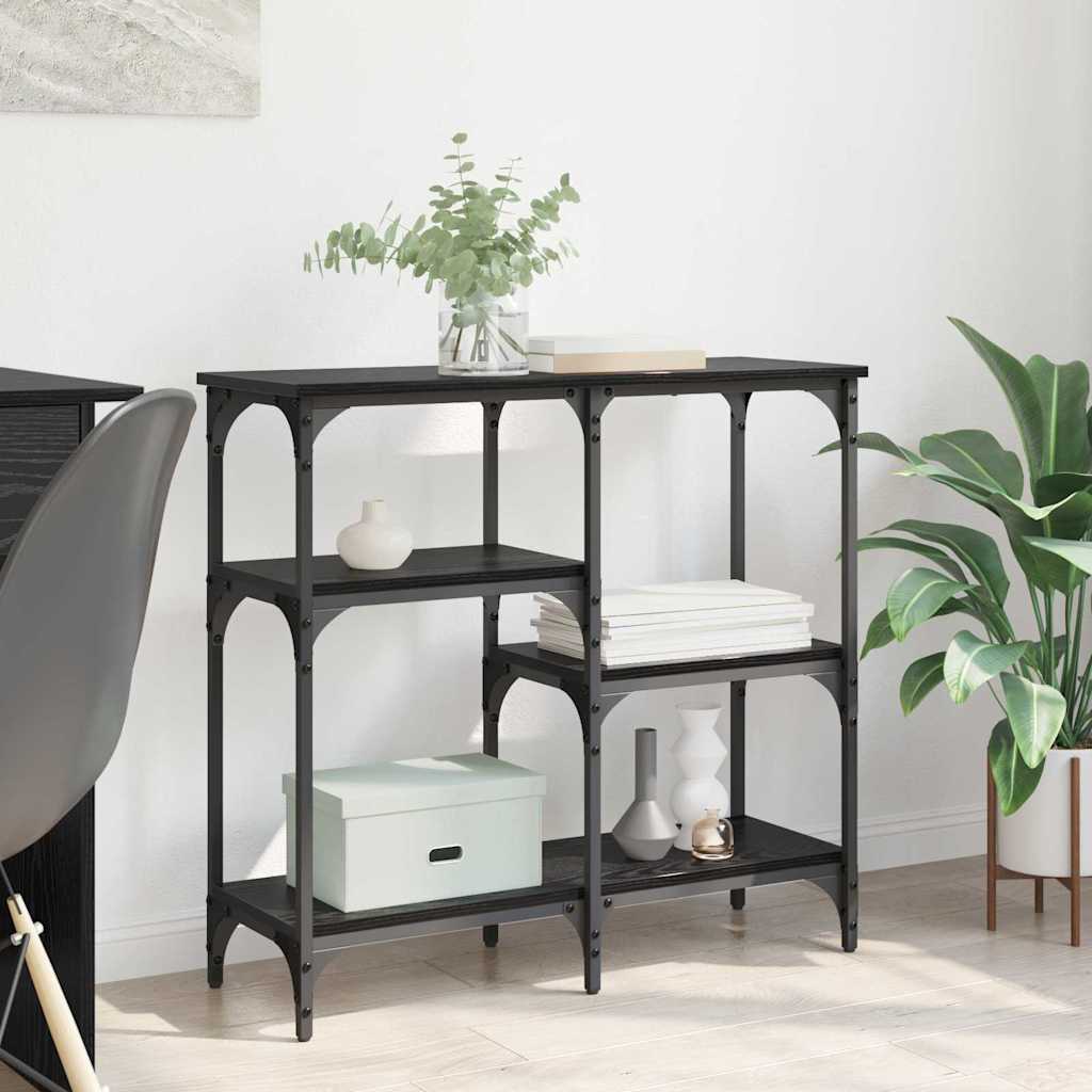 riiuliga ladustamisega Must tamm 80 x 29 x 75 cm Tehispuit