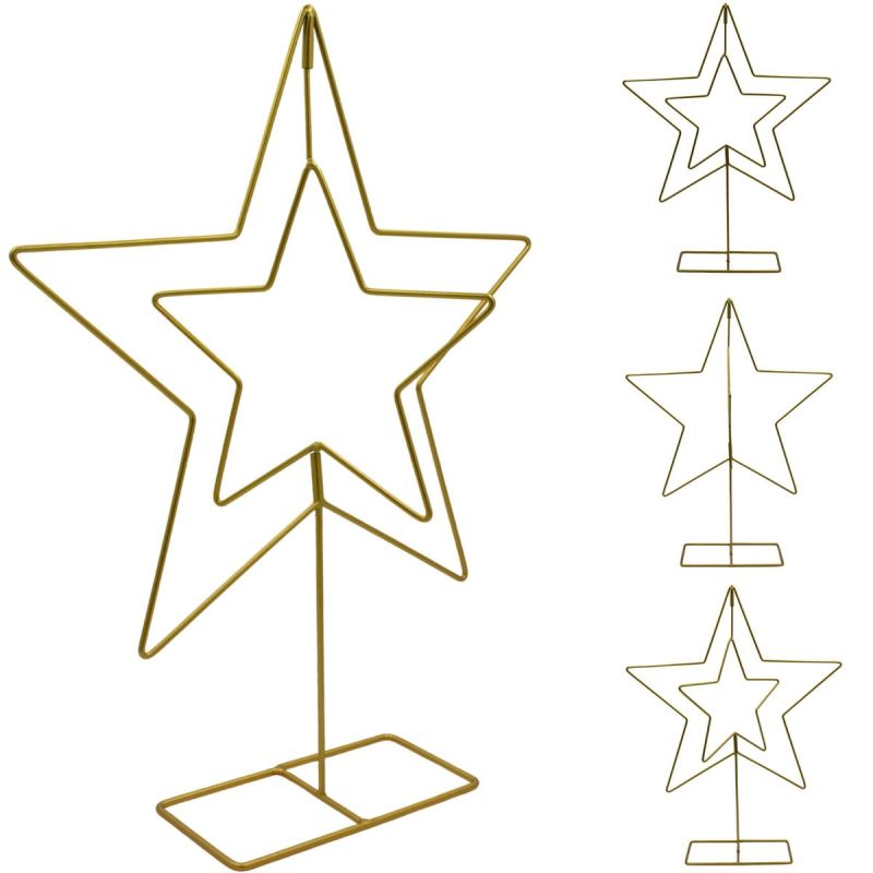 DECORATIVE STAR METAL STAND 50CM GOLD MICA