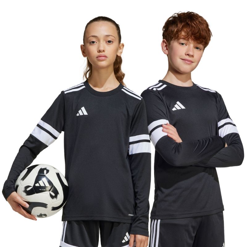 adidas Squadra 25 Long Sleeve Jersey for Kids Black and White JJ0047