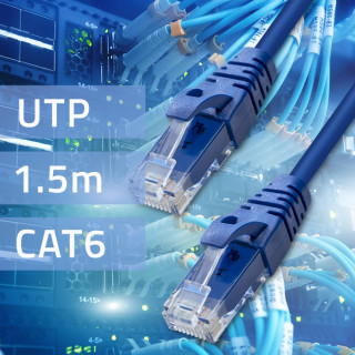 Кабель патч-корд UTP Qoltec | CAT6 | 2 x RJ-45 | 1.5м | Высокоскоростной | Позолоченный
