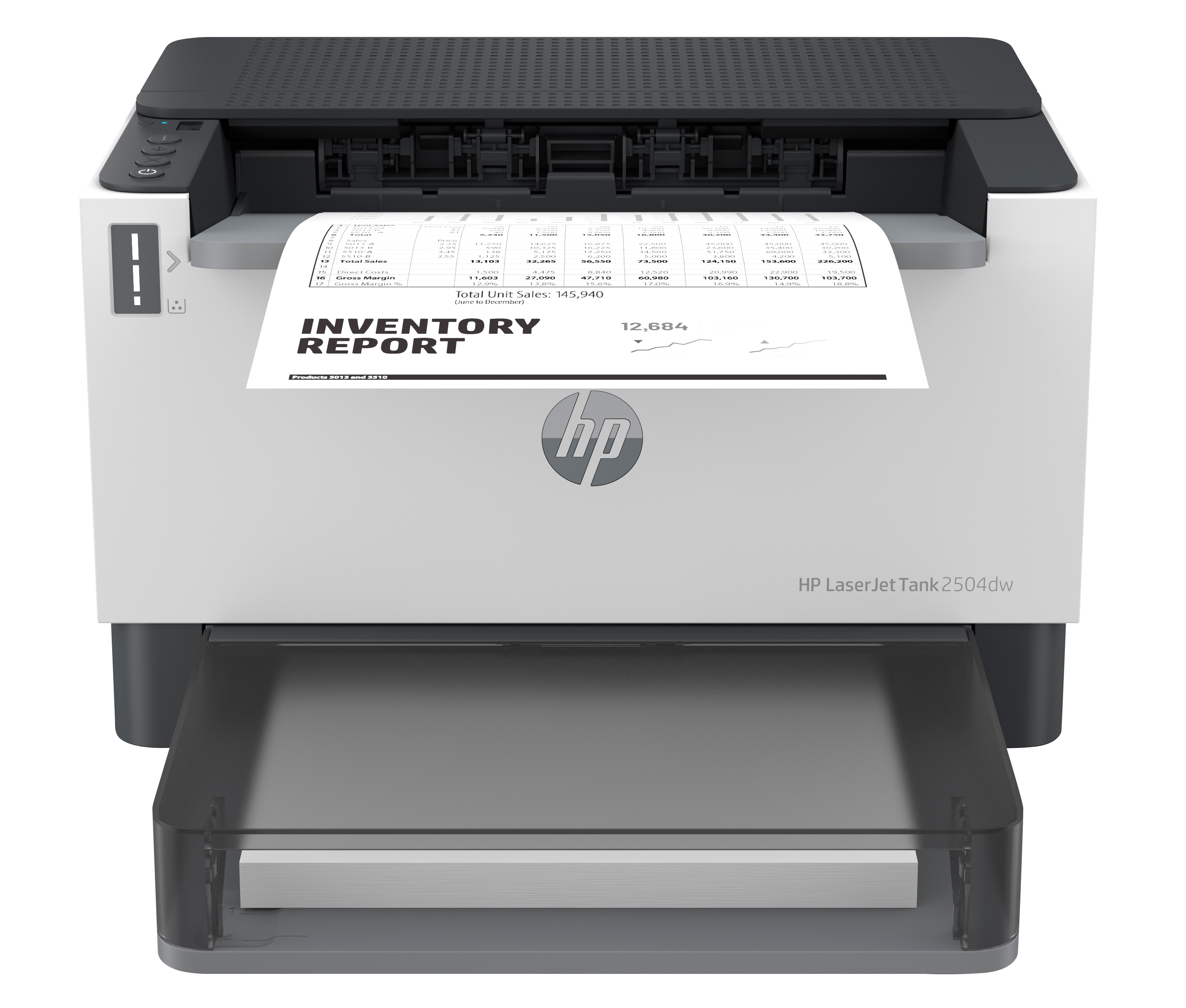 HP LaserJet Tank 2504dw Printer - A4 Mono Laser, Print, Auto-Duplex, LAN, WiFi, 23ppm, 250-2500 pages per month (replaces Neverstop)